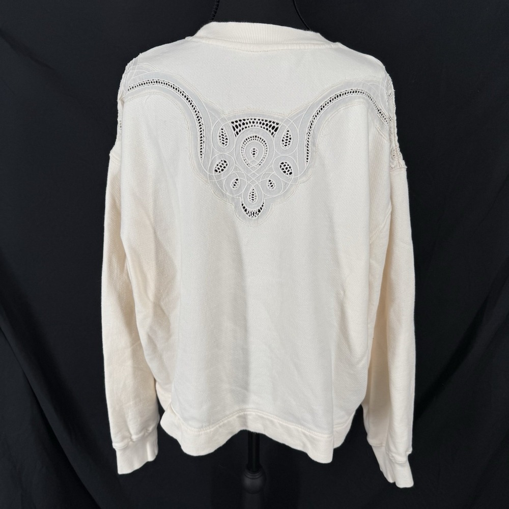 Free People Oversized Cottage Boho Sweatshirt S Coastal Cowgirl Comfy Soft Cream - Picture 3 of 5